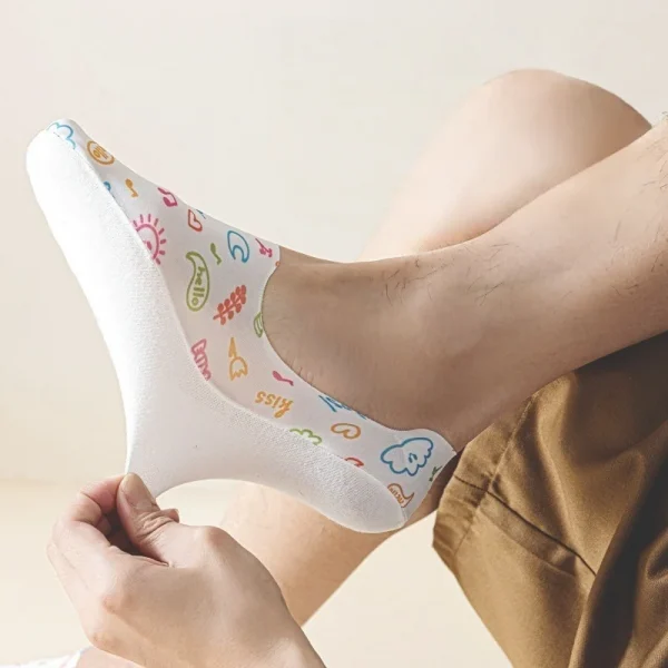 Men's No-Show Socks Summer - Ice Silk Anti-Slip Invisible Socks, Breathable Anti Odor Thin Non-Slip Heel for Casual & Sports